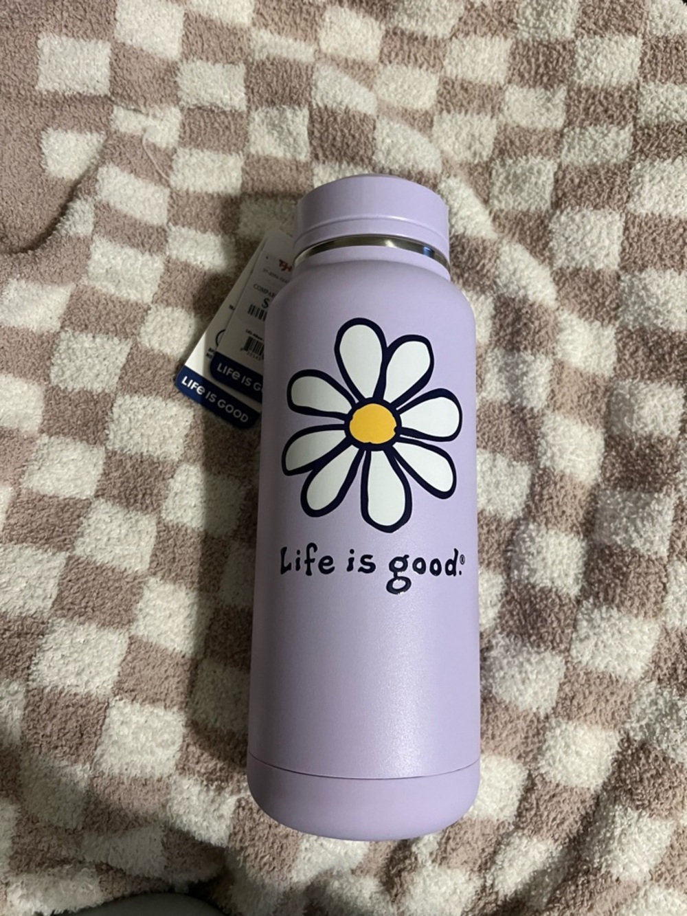 Life Is Good Lilac Water Bottle with White Daisy